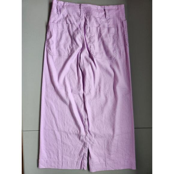 NWT thropologie The Colette Cropped Wide-Leg Linen Pants Sz 30P Lavender 7B408 - Picture 6 of 16